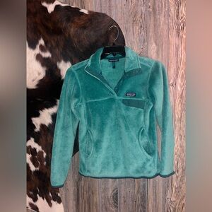 Patagonia women’s size small re-tool T snap pullover worn wear teal